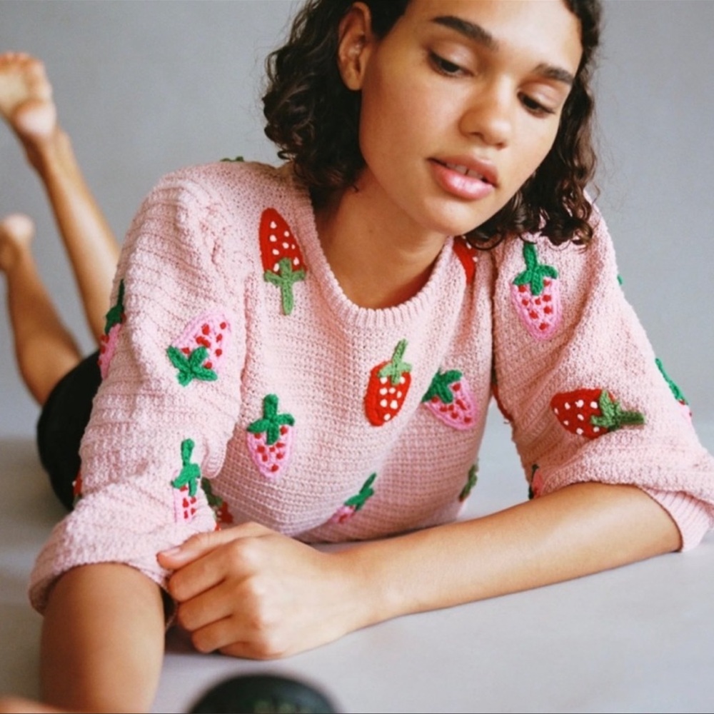 Zara Strawberry Crotchet Sweater